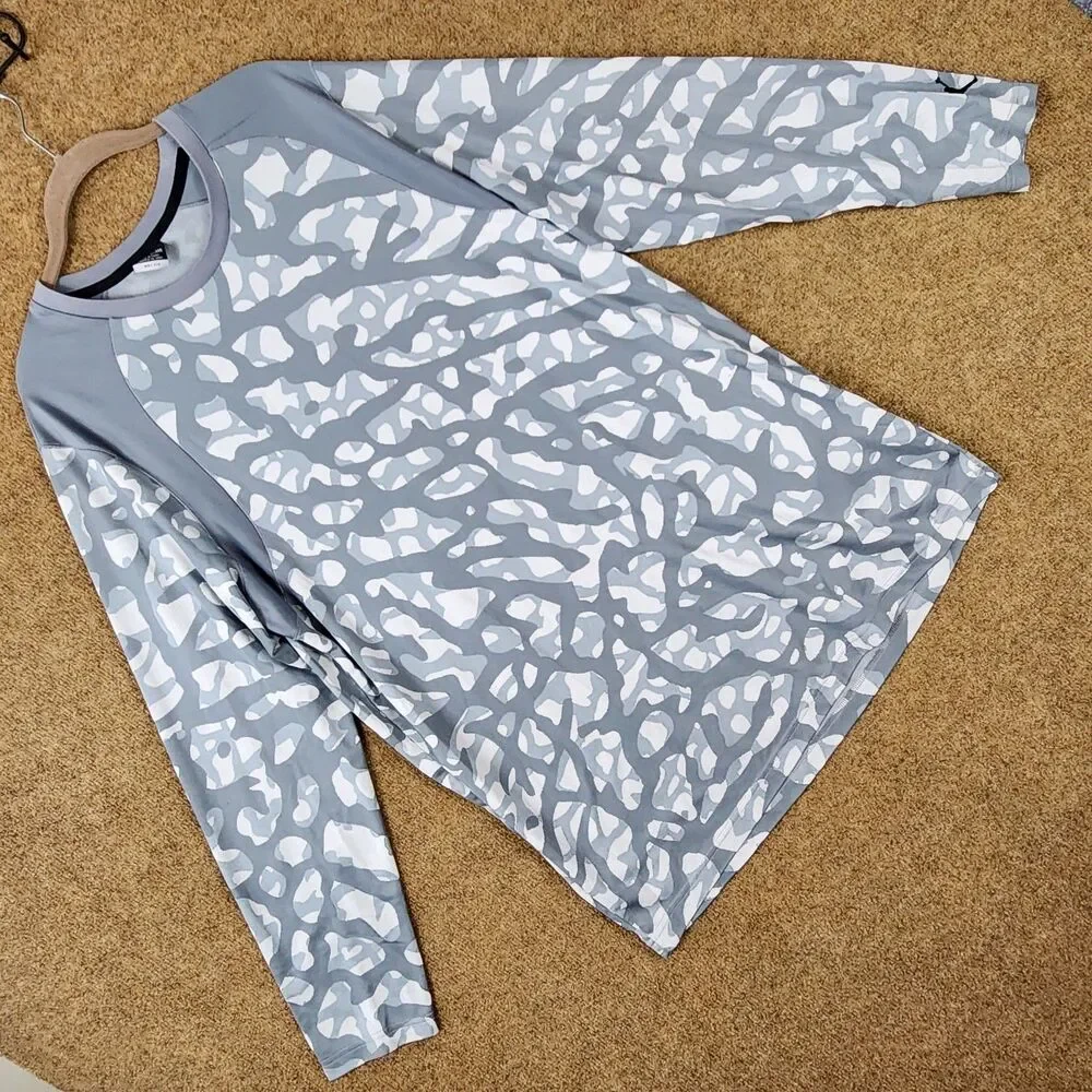 Air Jordan Jumpman Camo Gray Long Sleeve T-Shirt XXL Dri-Fit Crewneck Wicking